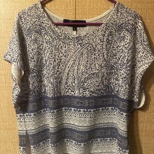 Blue and White Patterned Women's Top